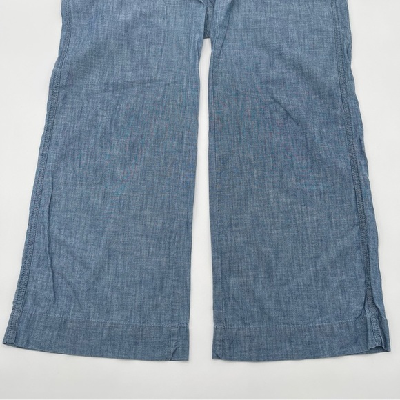 Gap Size 4 Wide Leg High Rise Chambray Pants Cotton Lightweight Beach Casual - Picture 4 of 14